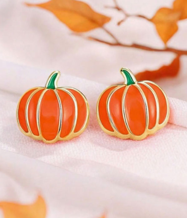 Thanksgiving theme epoxy earring - pumpkin