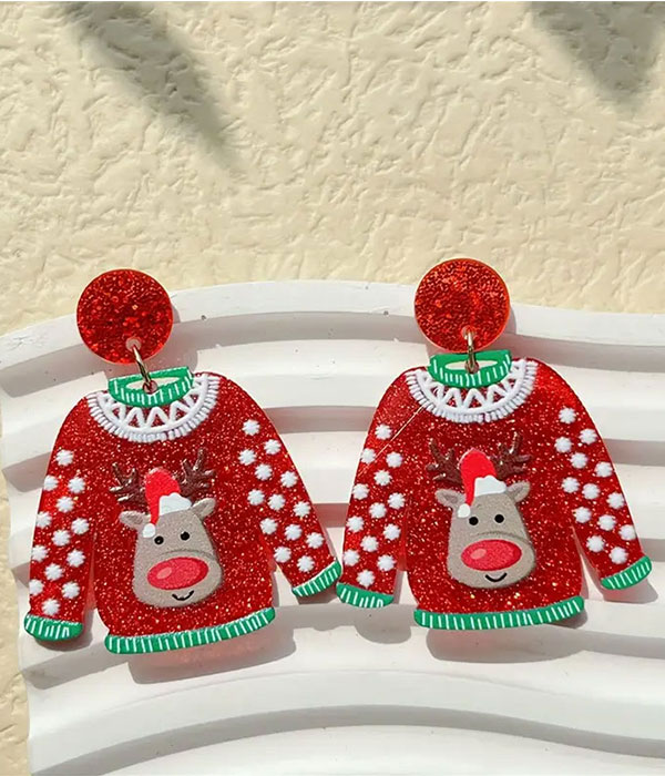 Christmas theme ugly shirt earring
