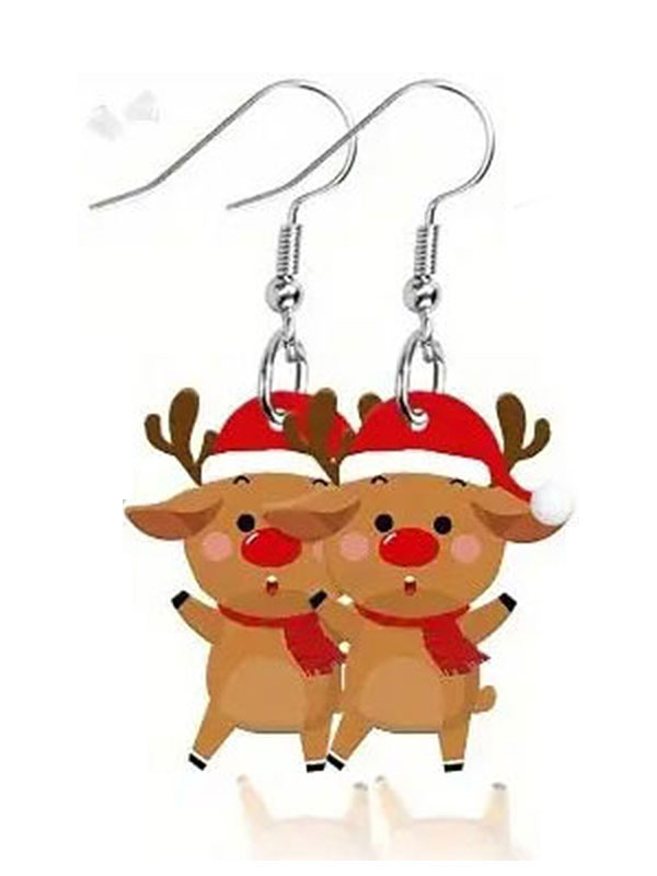 Christmas theme acrylic earring - santa pig