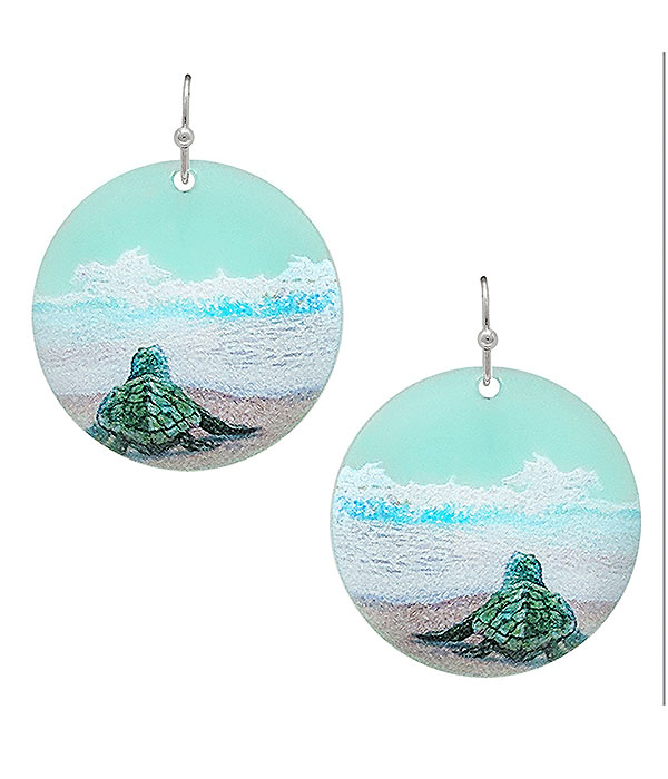 Sealife theme acrylic print earring - turtle