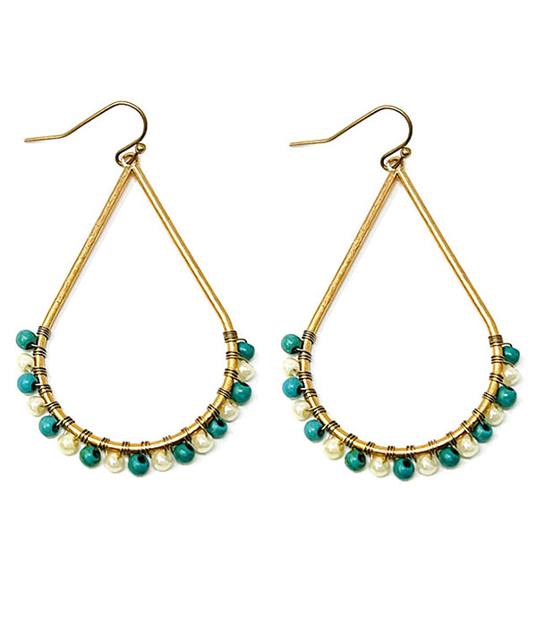 Semi precious stone teardrop earring