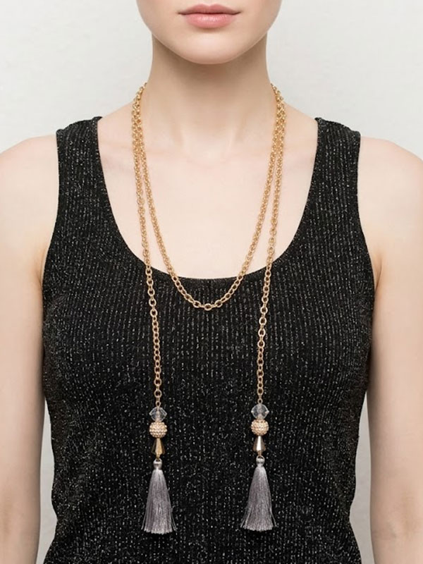 Tassel long statement necklace