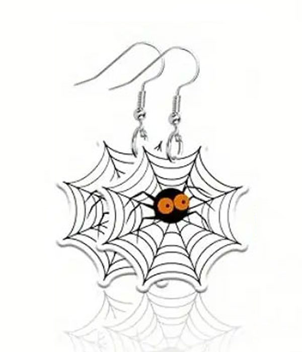 Halloween theme acrylic earring - spider web