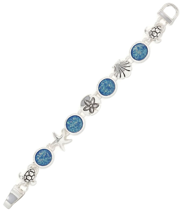 Sealife theme opal magnetic bracelet - starfish turtle sand dollar