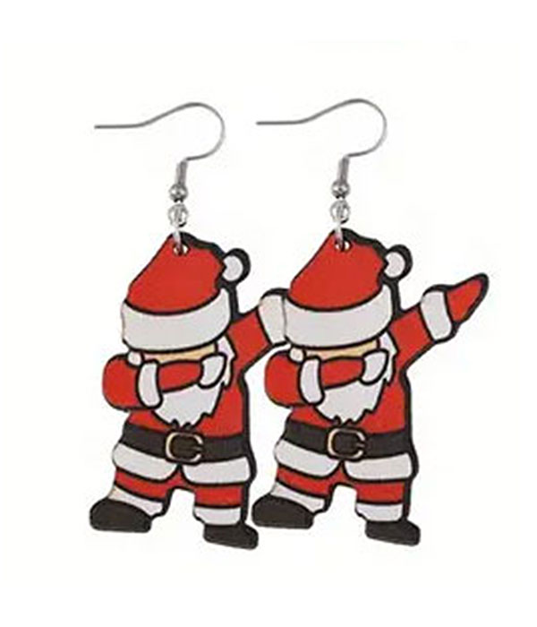 Christmas theme wood earring - santa