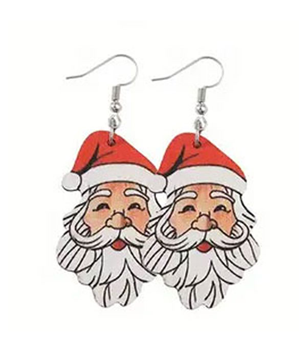 Christmas theme wood earring - santa