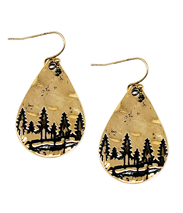 Tree landscarp teardrop earring