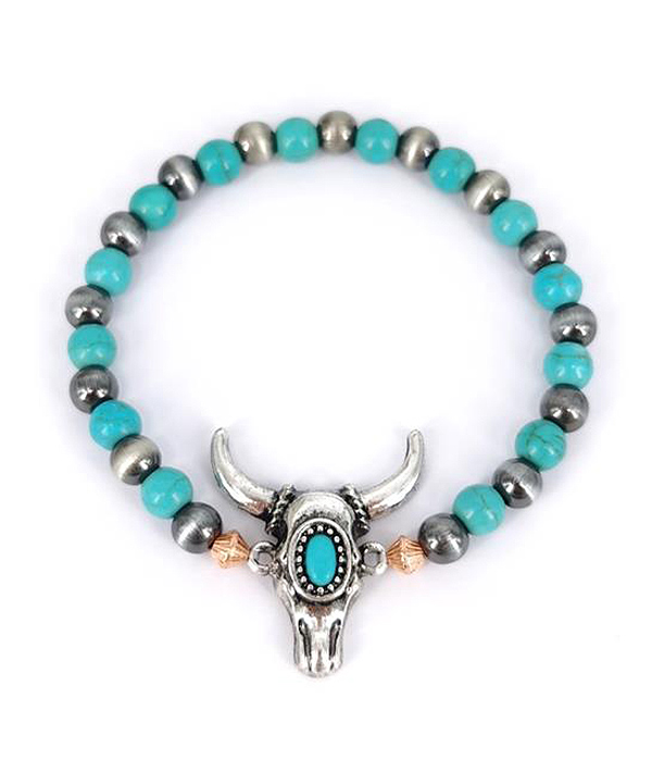 Western style stretch bracelet - long horn
