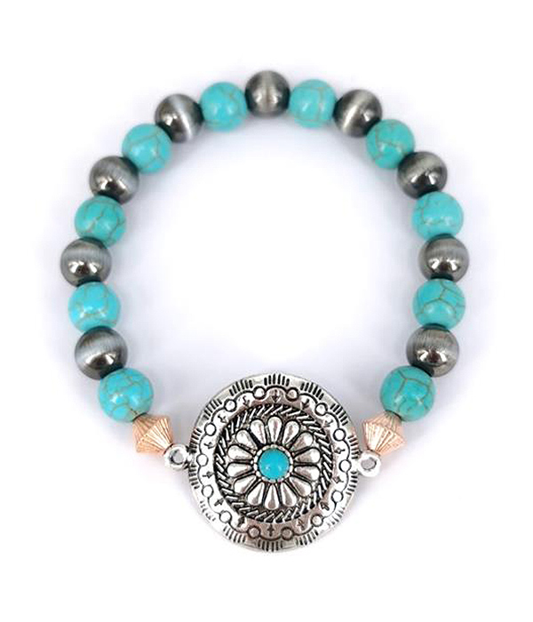 Western style stretch bracelet - squash blossom