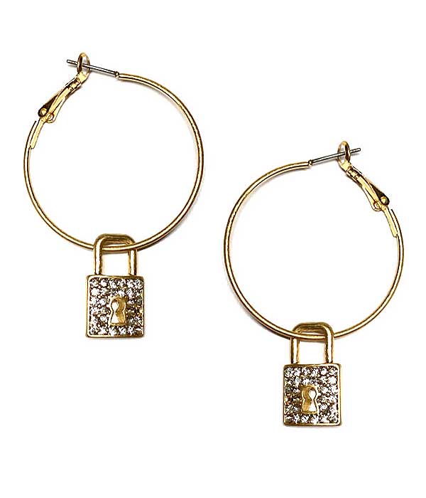 Crystal lock wire hoop earring