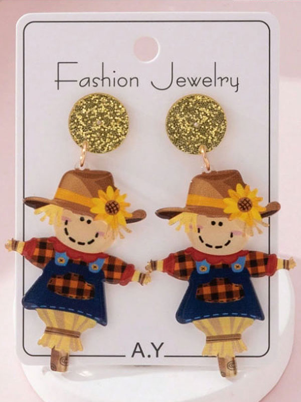 Thanksgiving theme acrylic earring - scarecrow