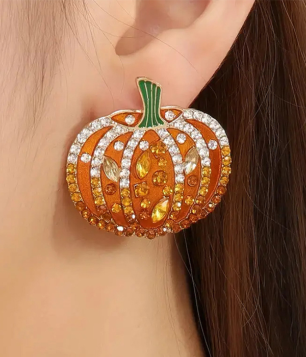 Sparkling pumpkin gemstone earrings