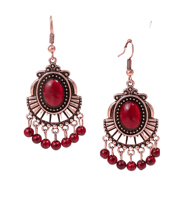 Vintage stone tassel earring