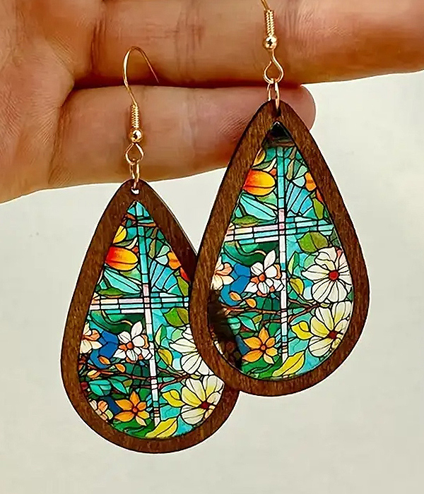 Stained glass teardrop earring