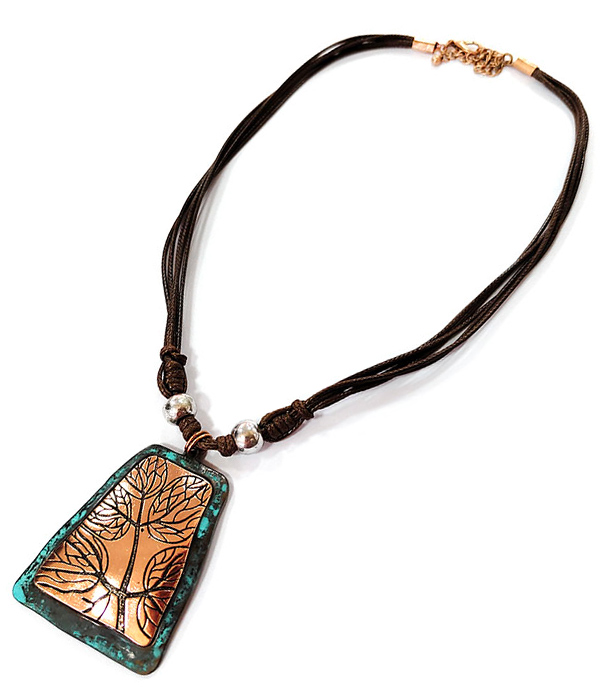 Tree theme pendant and multi cord necklace set