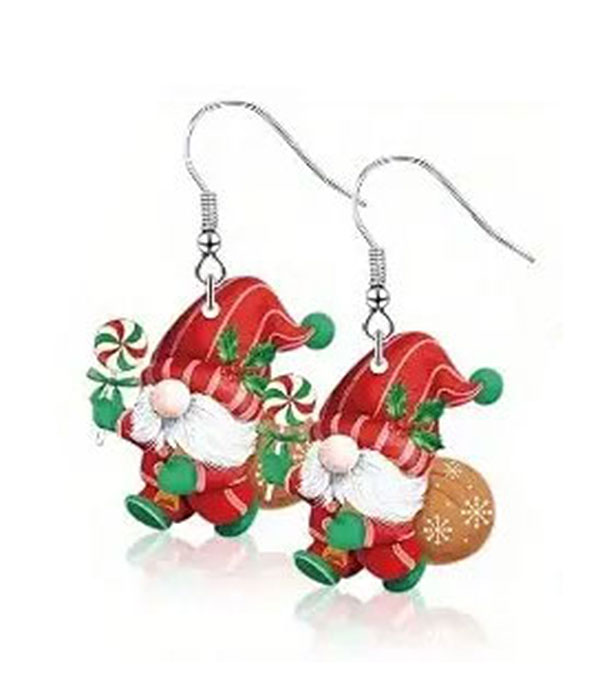 Christmas theme acylic gnome santa earring
