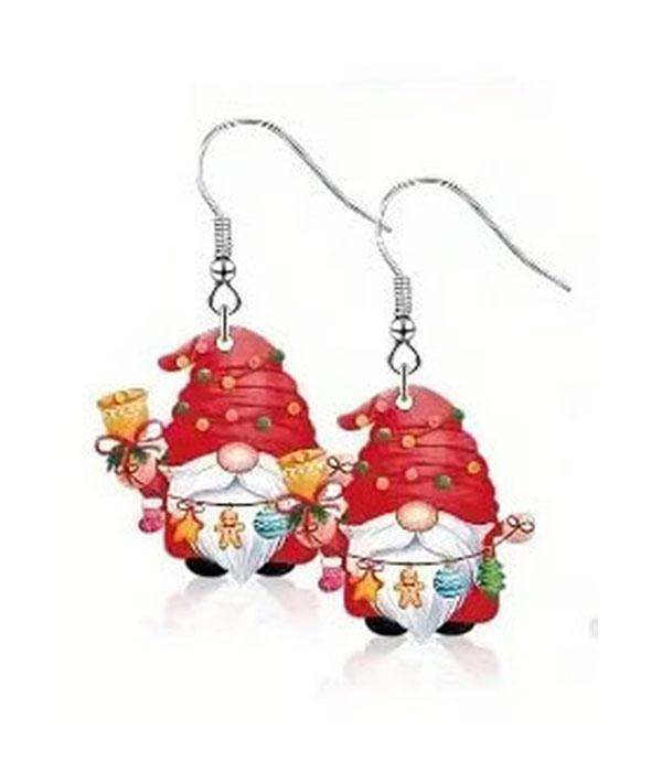 Christmas theme acylic gnome santa earring