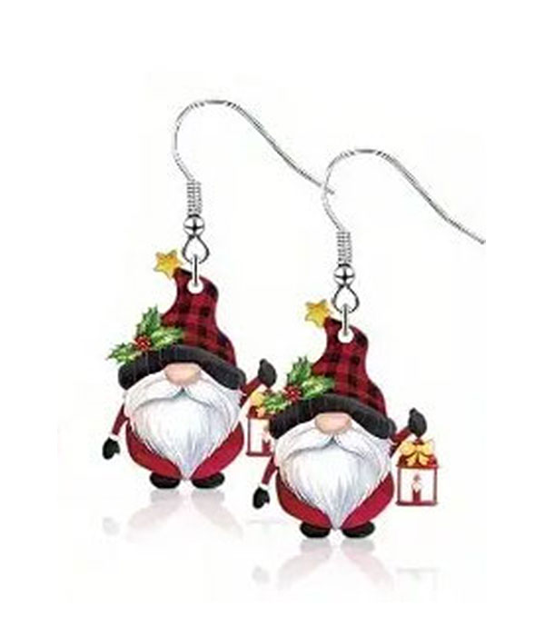 Christmas theme acylic gnome santa earring