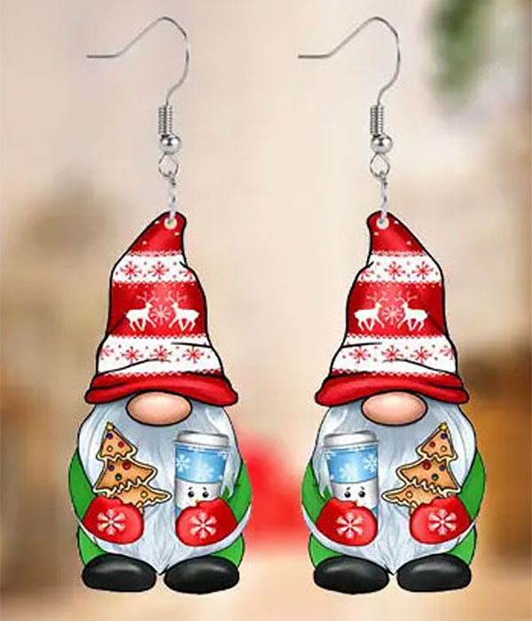 Christmas theme acrylic gnome earring