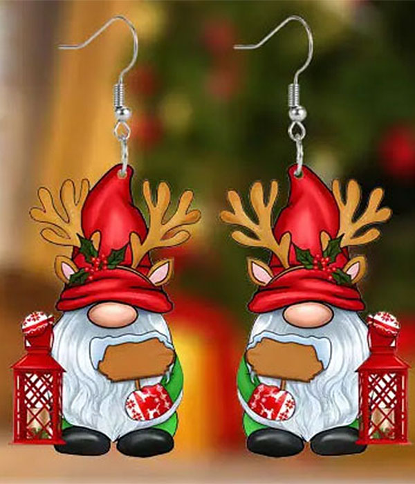 Christmas theme acrylic gnome earring