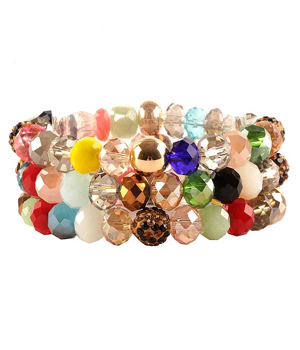 Multi facet stone 3 stretch bracelet set