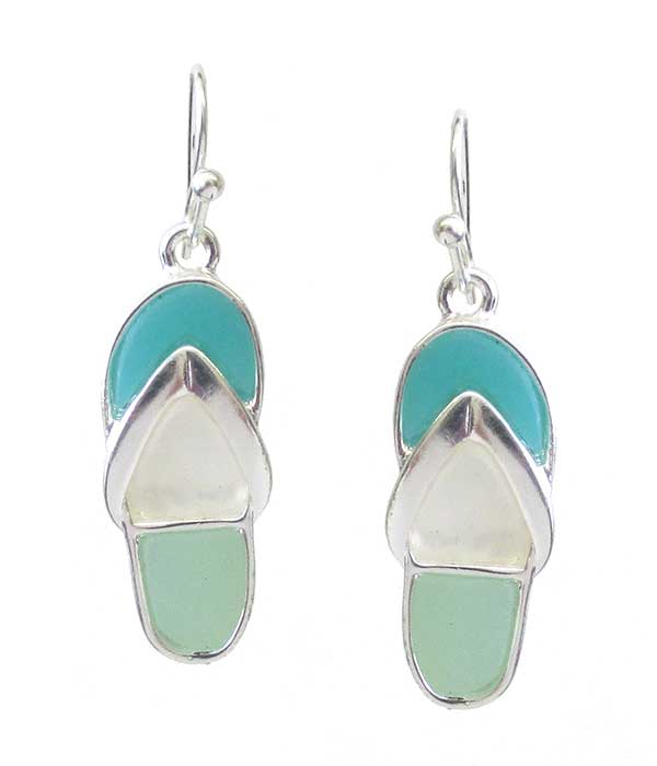 Sealife theme sea glass earring - flipflop