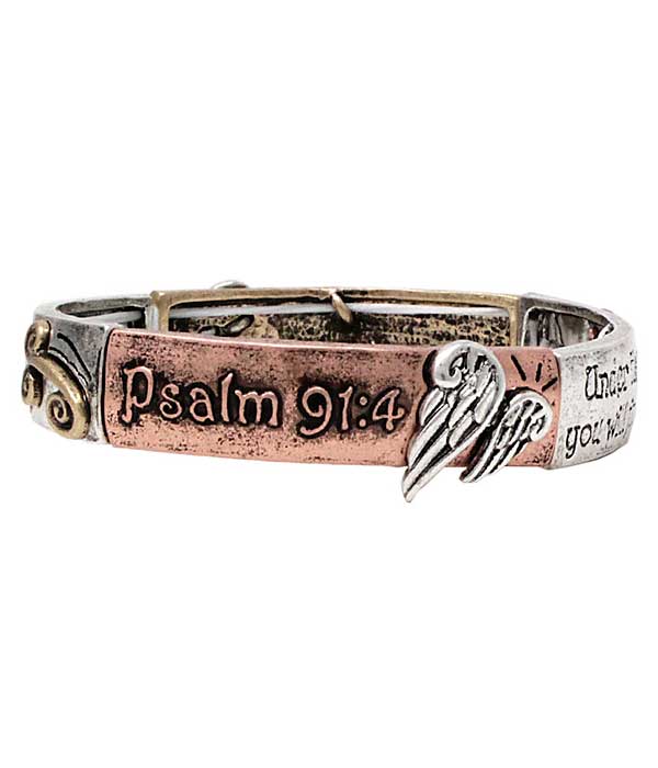 Religious inspiration stretch bracelet - psalm 91:4