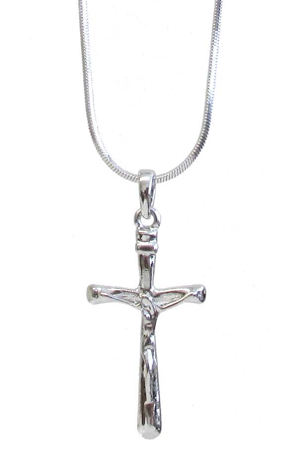 Made in korea whitegold plating cross pendant necklace