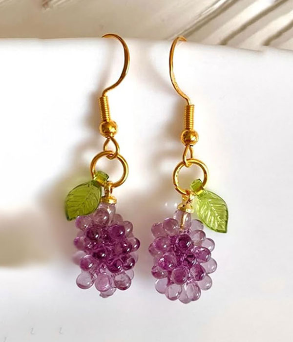 Fruit theme resin earring - grape