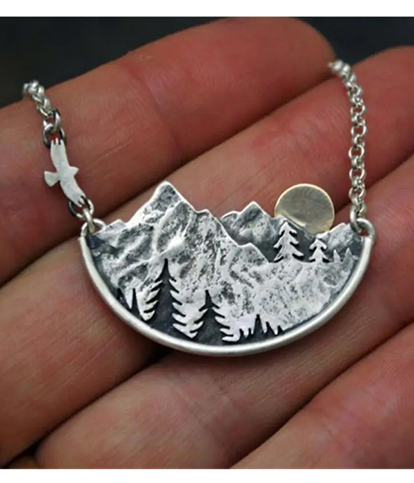 Sunset on mountain landscape necklace