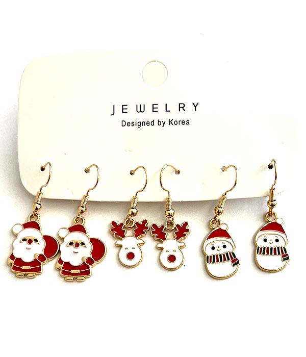 Christmas theme 3 pair earring set