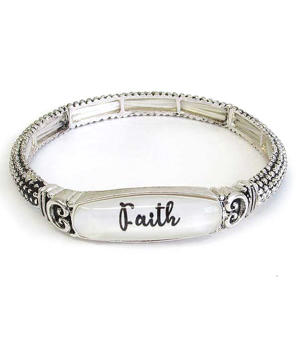 Religious inspiration and designer textured stretch bracelet - faith
