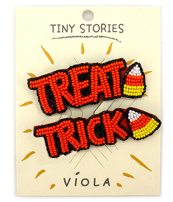 Halloween theme seedbead brooch set - trick treat