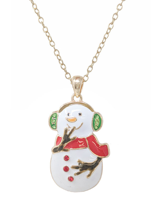 Christmas theme epoxy necklace - snowman
