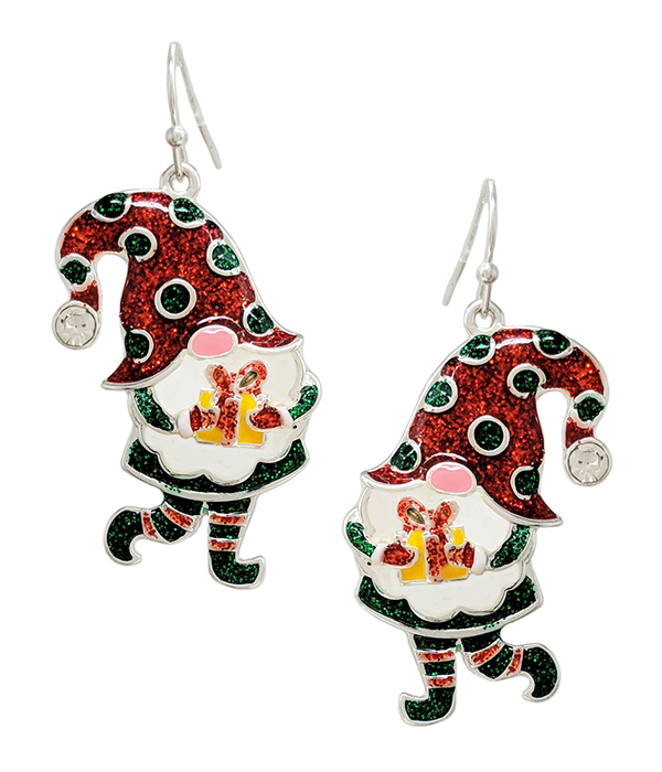 Christmas theme epoxy gnome earring