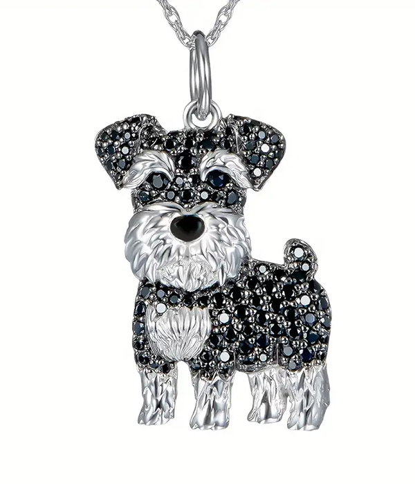 Pet lovers theme dog necklace - schnauzer