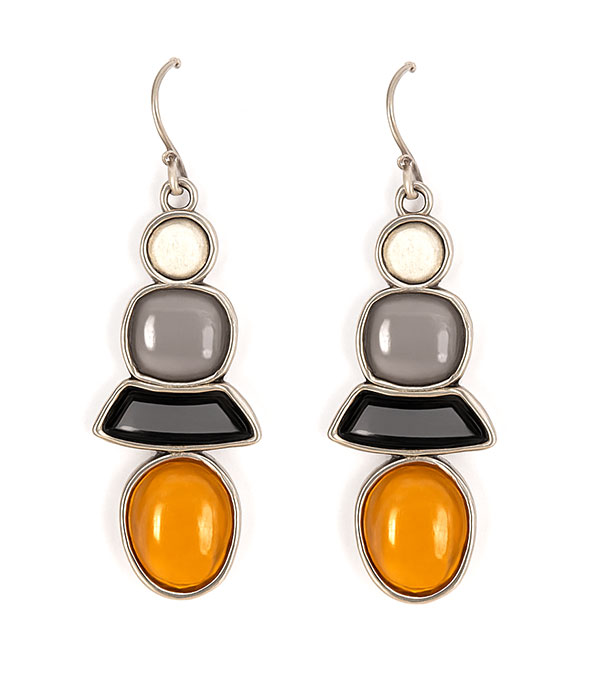 Multi shape stone drop earring