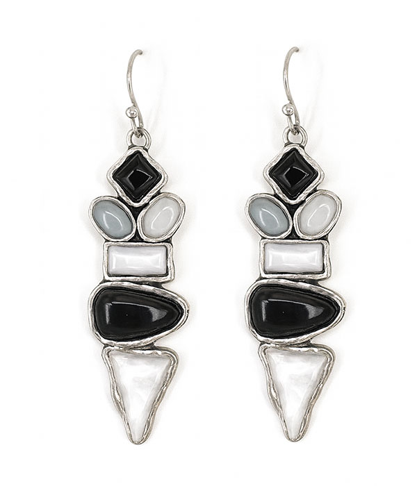 Multi shape stone drop earring