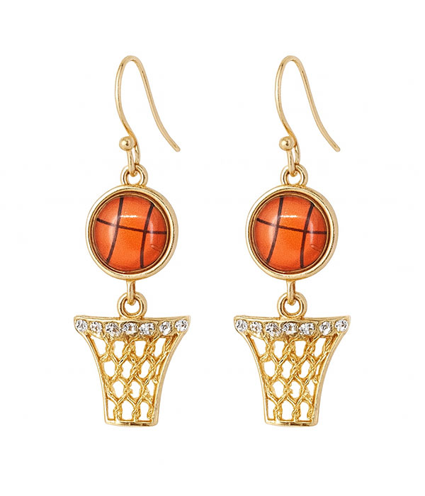 Sport theme dangle earring - basketball