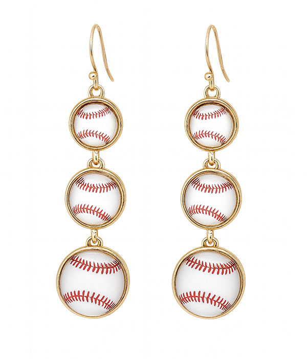 Sport theme dangle earring - baseball