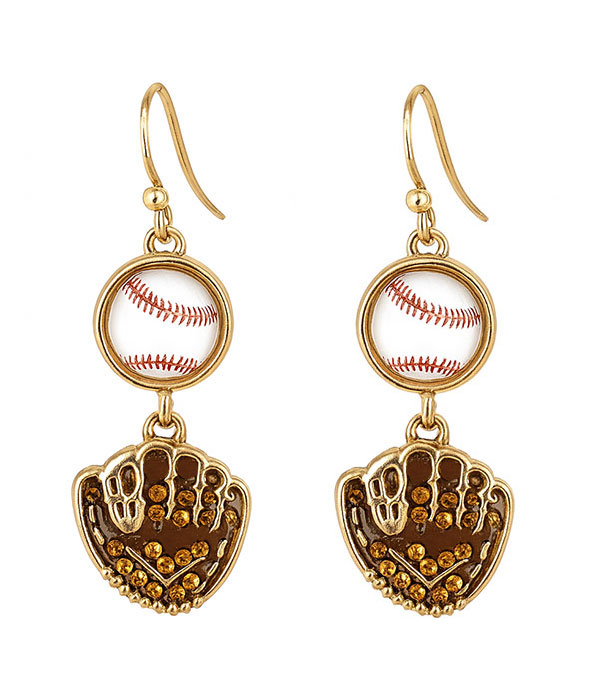 Sport theme dangle earring - baseball