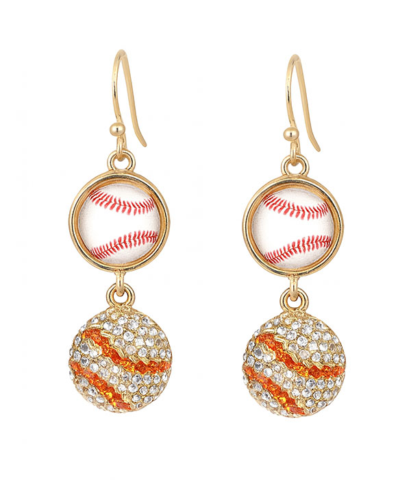 Sport theme dangle earring - baseball