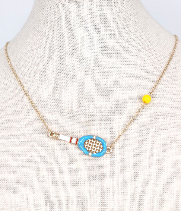 Sport theme epoxy pendant necklace - tennis