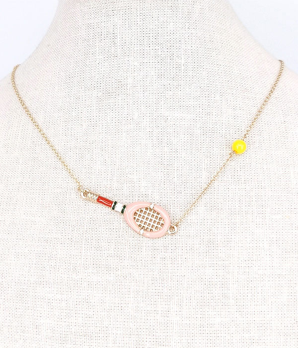 Sport theme epoxy pendant necklace - tennis