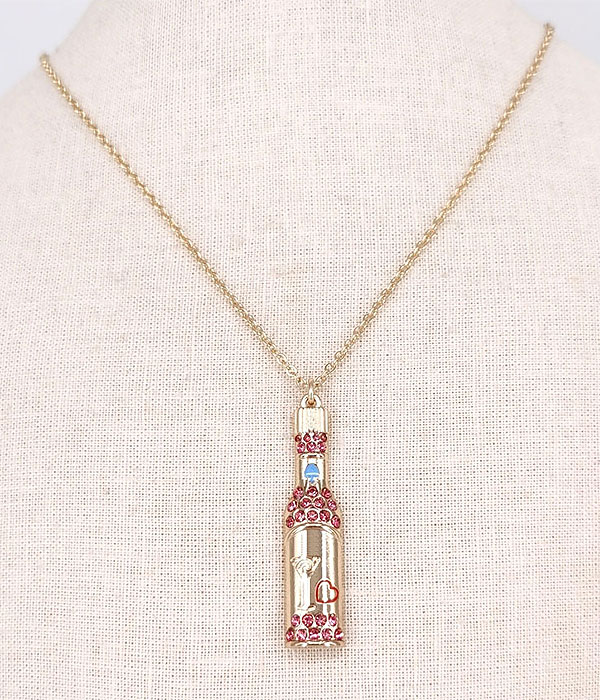 Winery theme wine bottle necklace