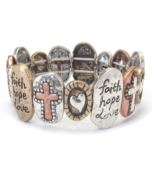 Religious inspiration stretch bracelet - faith hope love