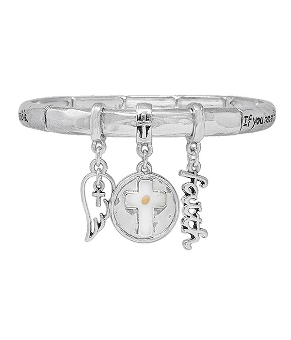 Religious inspiration charm stretch bracelet - faith