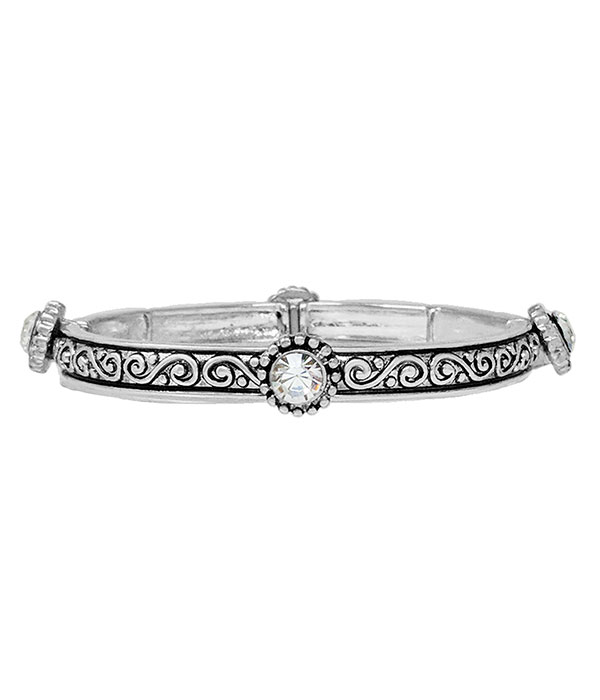 Designer textured stackable stretch bracelet