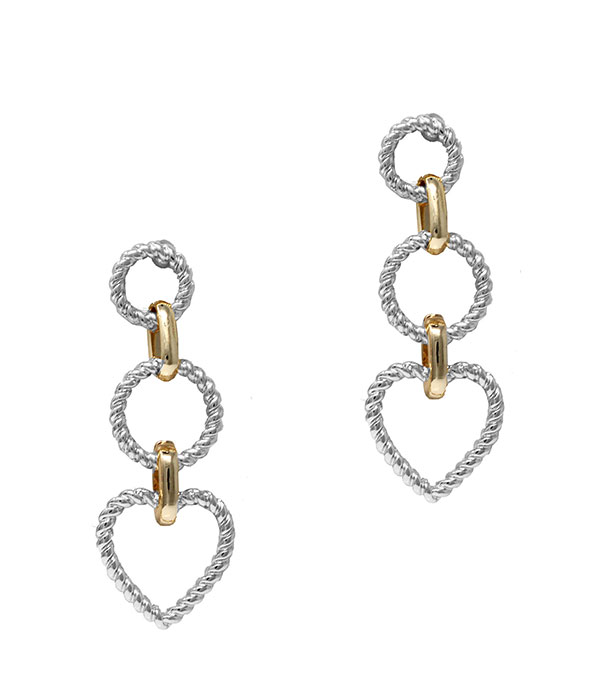 Rope hoop and heart drop earring