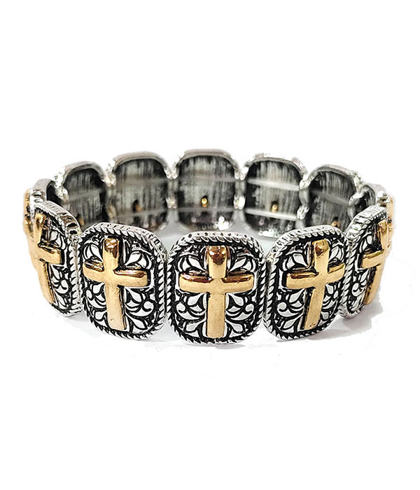 Vintage multi cross stretch bracelet